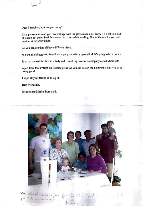 Letter from Jacques and Marine Bossicard